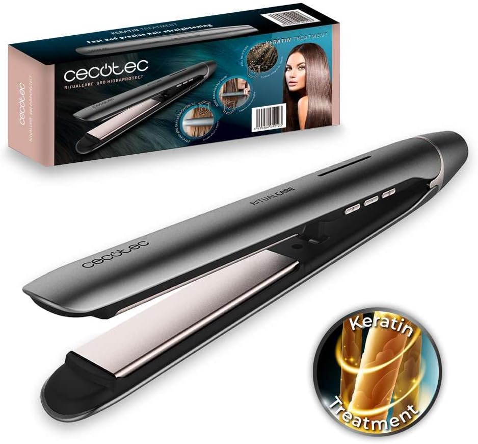 Lisseur de cheveux Cecotec Bamba RitualCare 880 HidraProtect – revêtement kératine et huile d’argan, technologie Pro Ionizer, température réglable 160-220 ºC – bon plan Amazon beauté