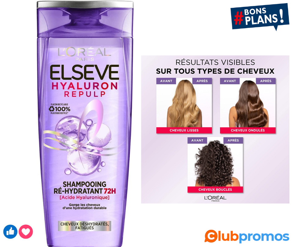 L'Oréal Paris - Shampooing Ré-Hydratant pour Cheveux Déshydratés et Fatigués - Hydratation 72H...png
