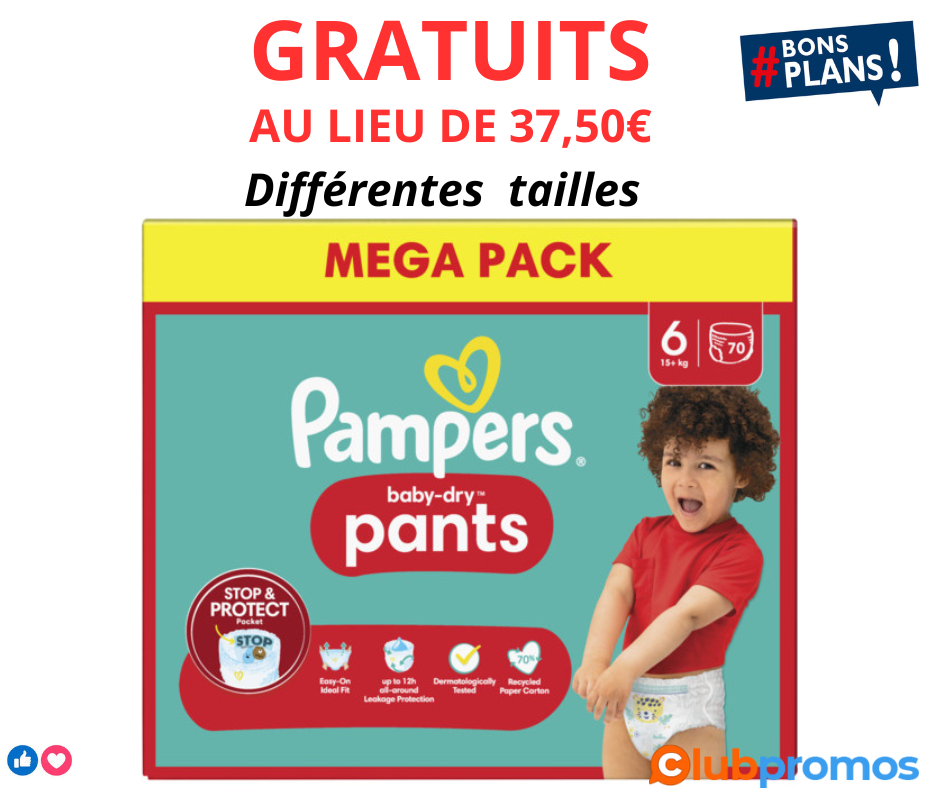 Méga pack Pampers pants Baby dry - différentes tailles et variétés GRATUIT.png