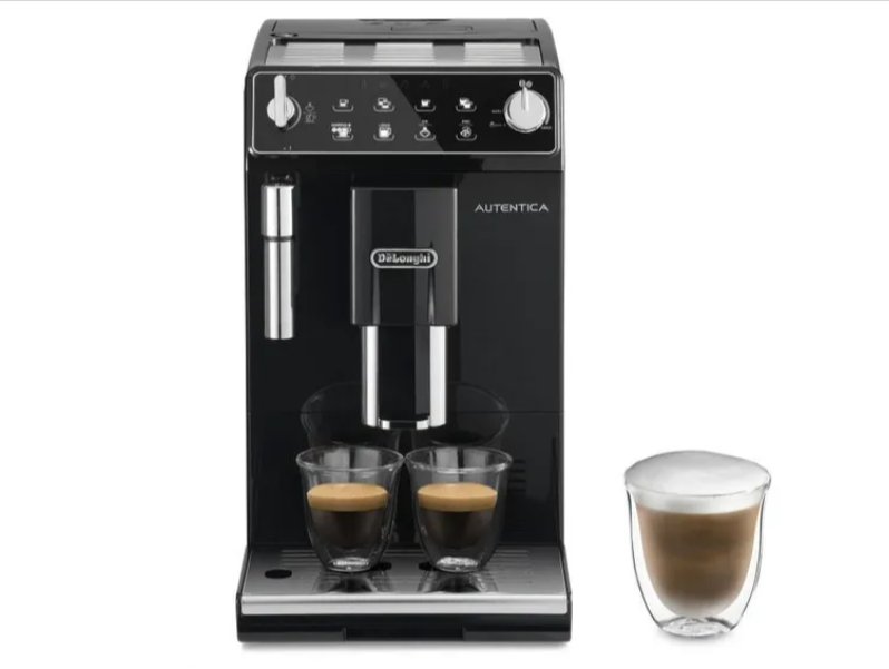 Machine expresso automatique Delonghi Autentica ETAM29.510B avec broyeur intégré, buse vapeur, 15 bars de pression.