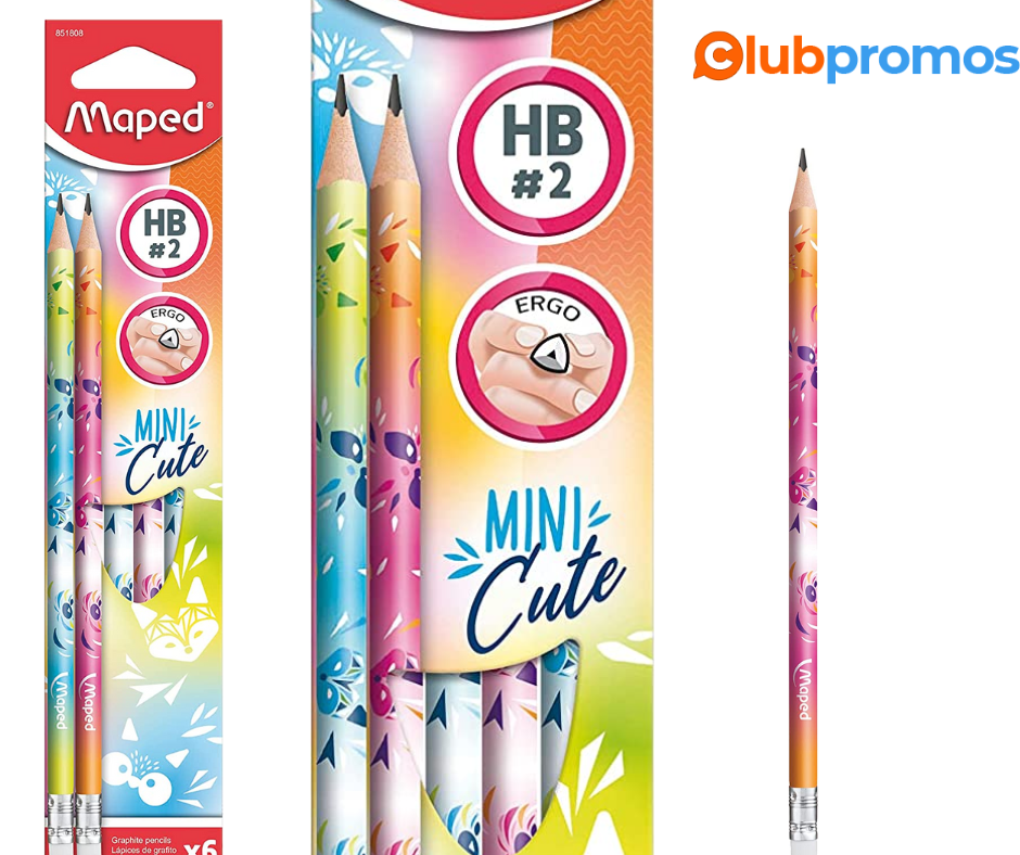 Maped - Boîte De 10 Crayons Graphite Ergonomiques Avec Embouts à Mâcher - Mine HB2, Grip Texturé