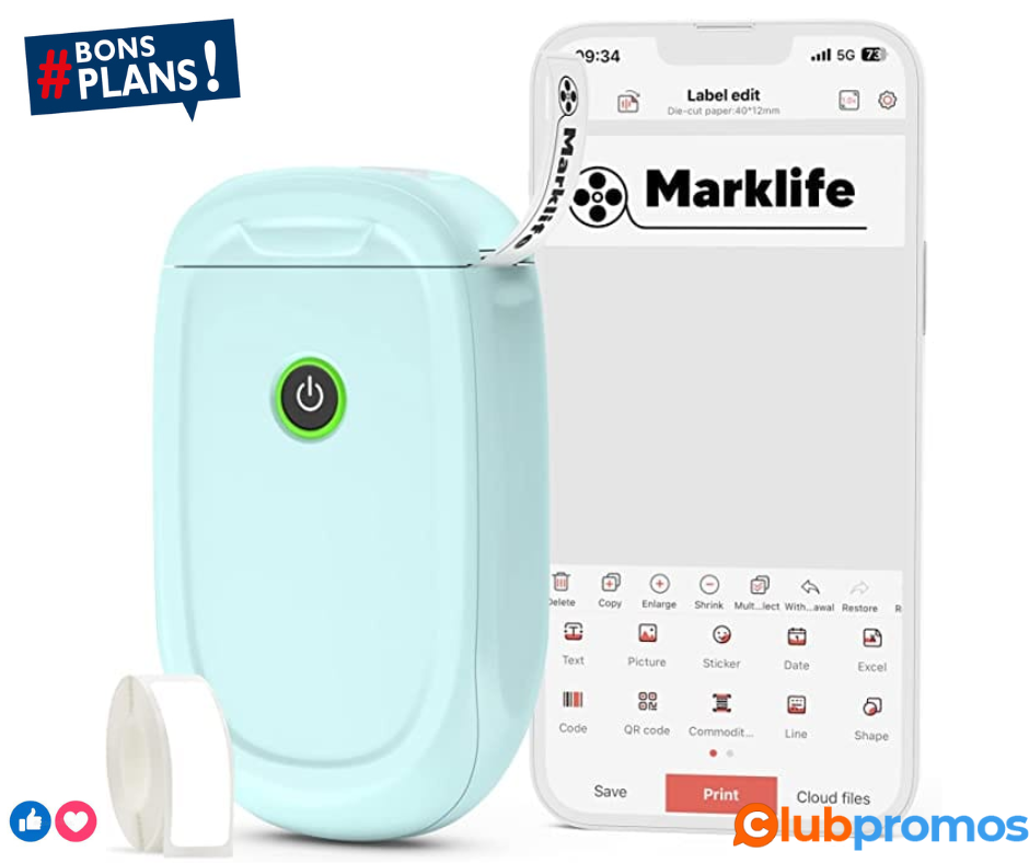 MARKLIFE P11 Etiqueteuse Auto-adhésive Portable, Mini étiqueteuse,Etiqueteuse Bluetooth pour l...png
