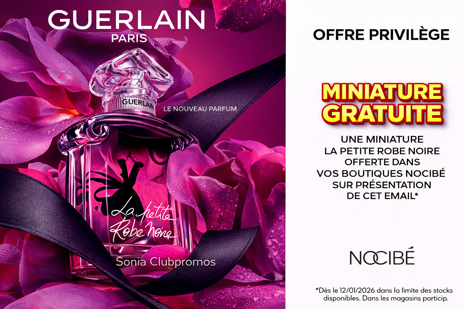 chantillon gratuit : Miniature La Petite Robe Noire Guerlain offerte chez Nocibé - Sonia Clubpromo