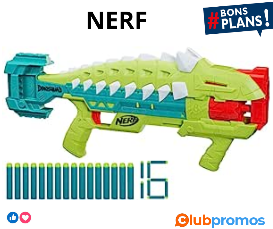 Nerf DinoSquad Armorstrike Blaster à fléchettes, Barillet Rotatif 8 fléchettes, poignée, 16 fl...png