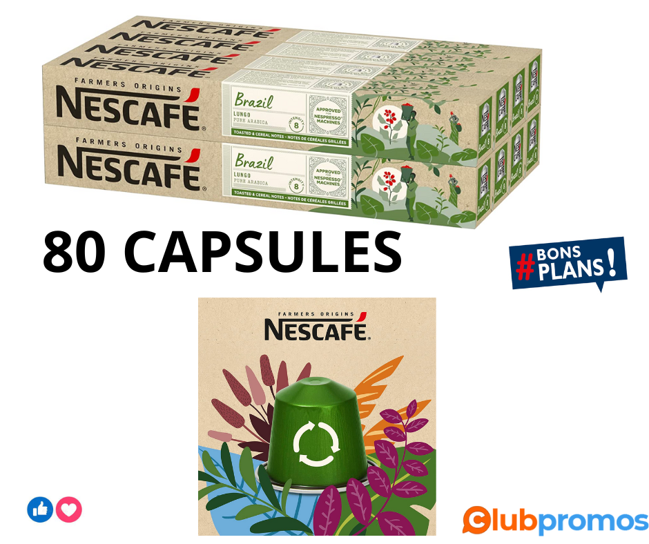 NESCAFÉ Farmers Origins Brazil Lungo 8x10 capsules de café - Approuvé pour les machines NESPRE...png