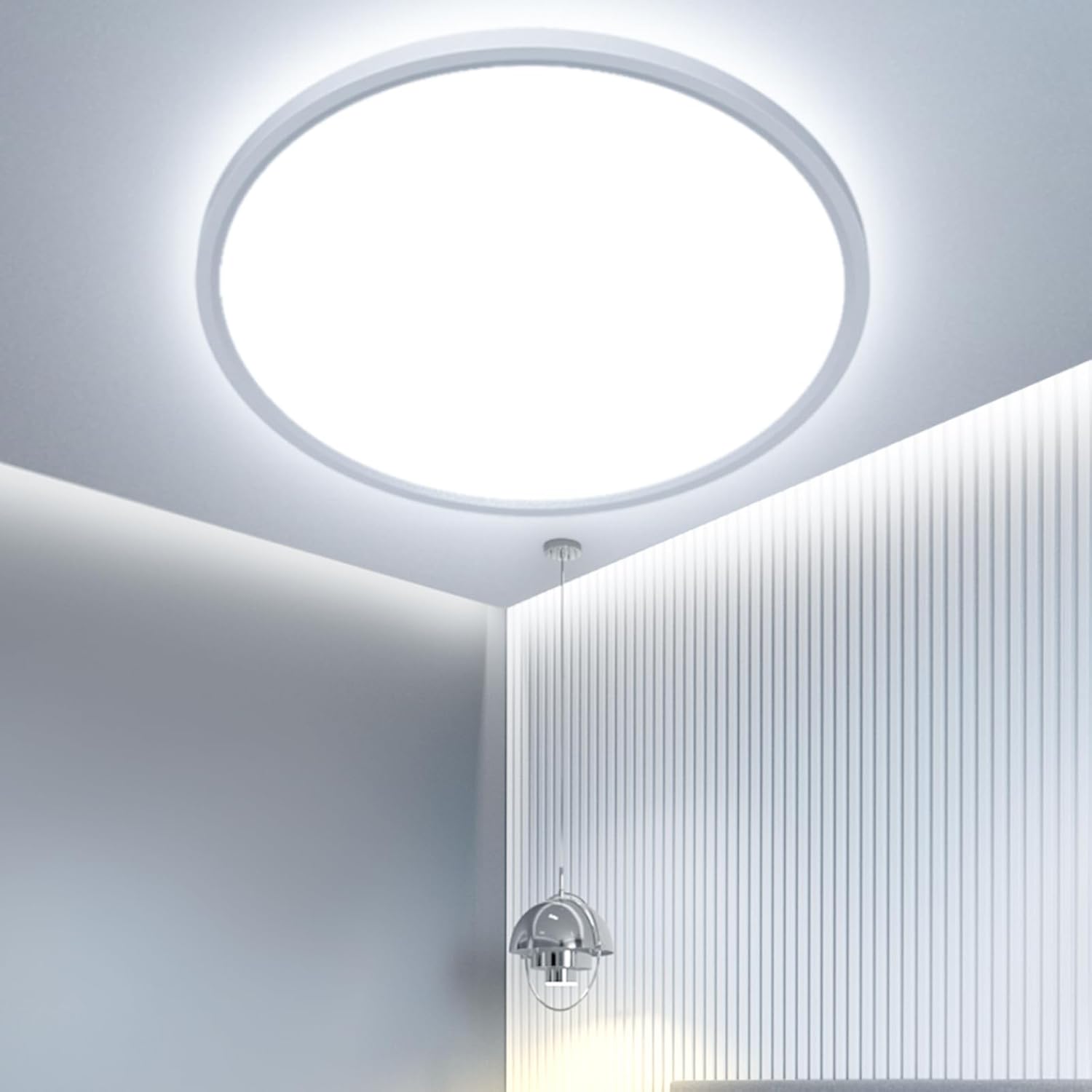 Plafonnier LED OTREN Ø23 cm blanc froid 6500K – IP44 étanche – éclairage intérieur économique – salle de bain, cuisine, salon – 20W équiv. 150W – design ultra fin – bon plan Amazon