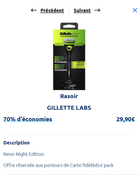 Rasoir Gillette Labs Neon Night Edition Gratuit  au lieu de 29,90€70%  de réduction 20,93€ sur...png