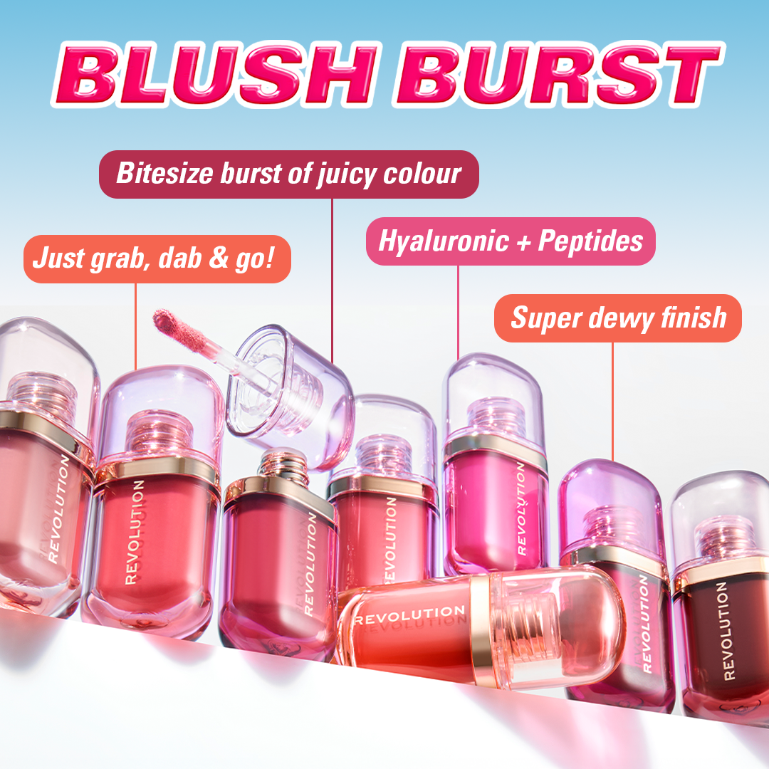 : Fard à joues liquide Revolution Superdewy Pink Fizz – blush végan hydratant enrichi en acide hyaluronique et peptides, en format voyage compact, idéal pour toutes les carnations – disponible au prix de 6,99€ sur Amazon