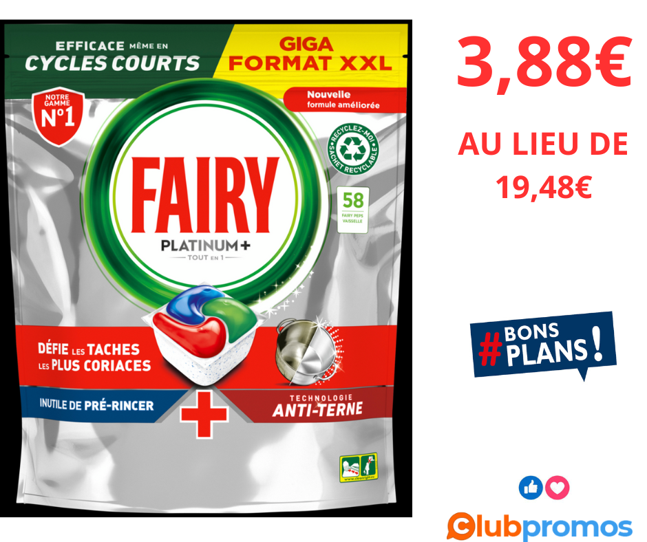 rix Choc 83 Tablettes Lave-Vaisselle Fairy 'Tout en 1' à 3,88€ au lieu de 19,48€ chez Leclerc ...png