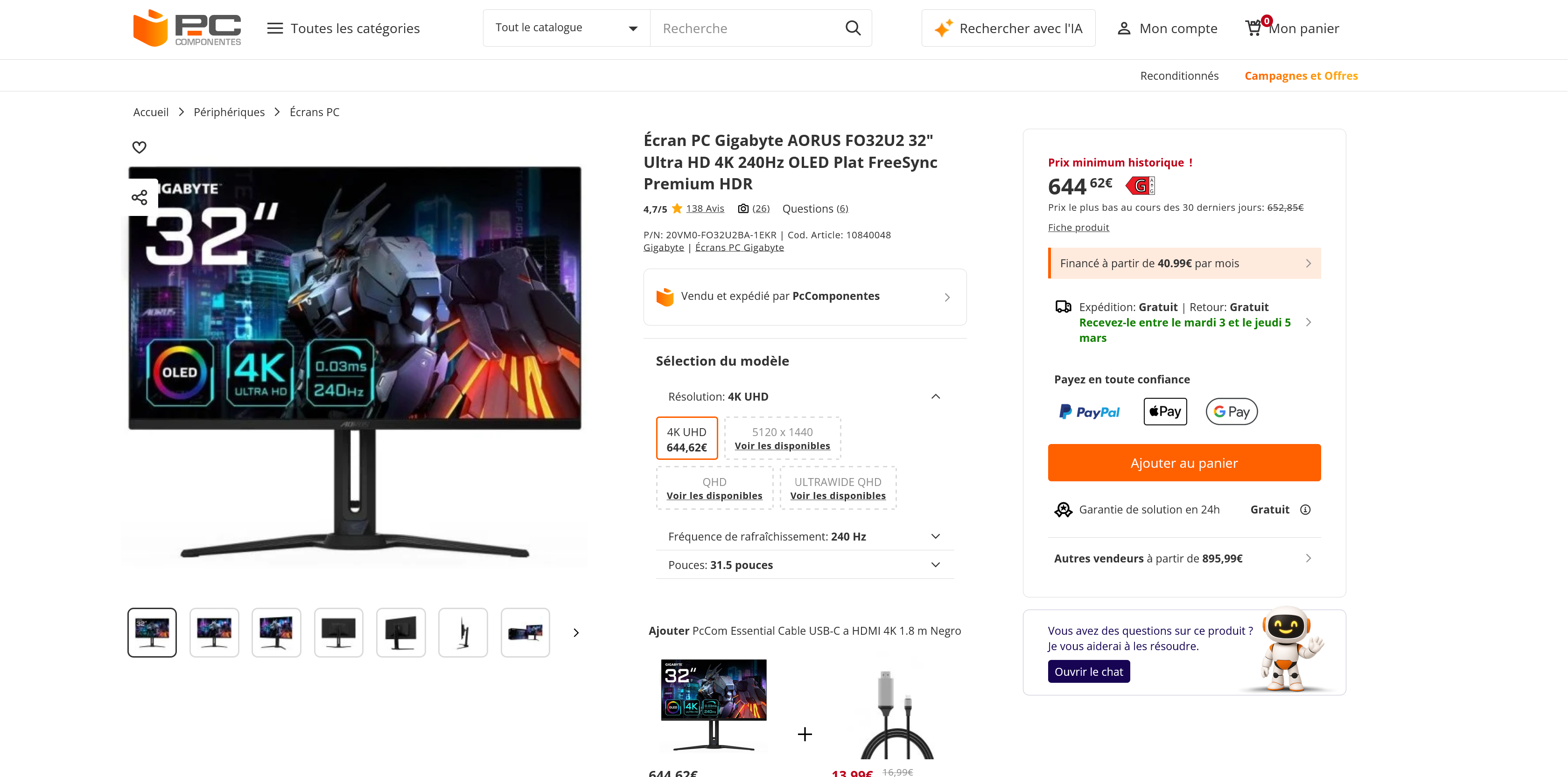 Screenshot 2026-03-01 at 09-32-01 Écran PC Gigabyte AORUS FO32U2 32 Ultra HD 4K 240Hz OLED Pla...png