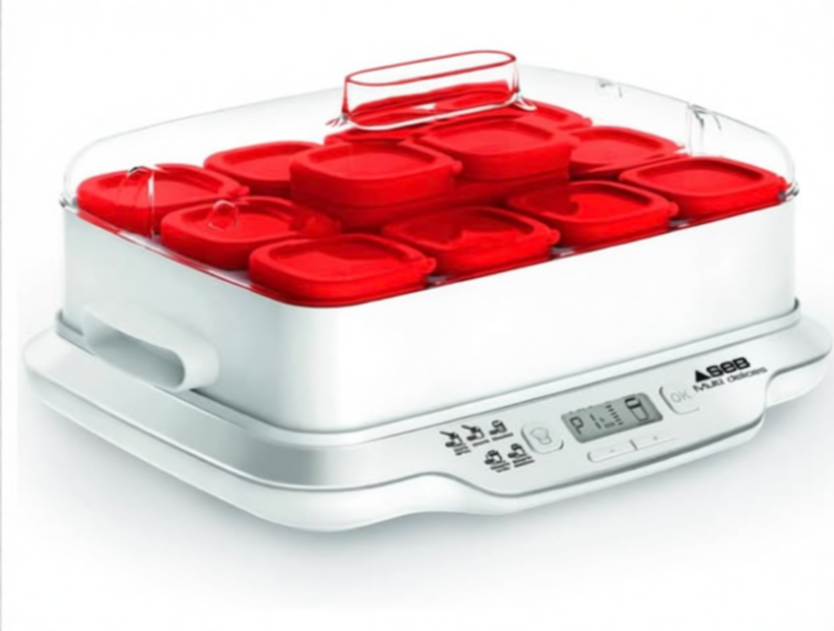 Yaourtière Seb Multi Délices Express YG661500 – 12 pots verre 140 ml, mode Express 4 h, 5 programmes, égouttage breveté, technologie vapeur homogène, fabriquée en France, idéale desserts lactés et fromages blancs