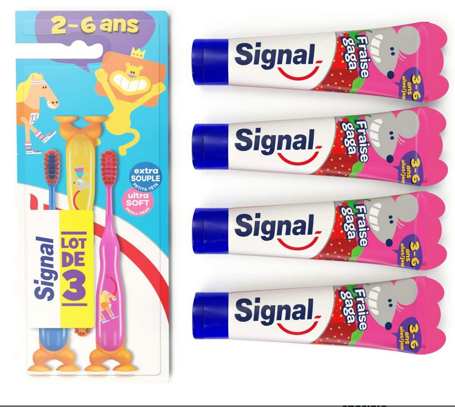 Signal-Kit-Dentaire-pour-Enfants-4-Dentifrices-Enfants-3-6-ans-Fraise-Gaga-et-3-Brosses-à-Dent...png