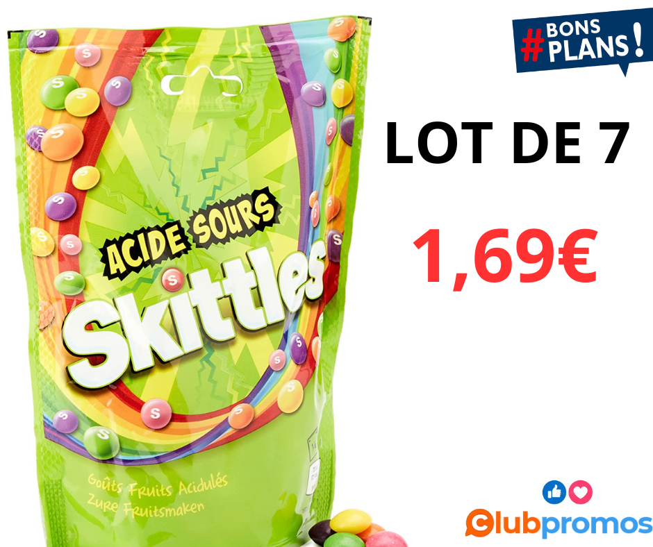 SKITTLES Crazy Sours - Bonbons goût Fruits acidulés - Sachet de 174g, Lot de 7 .png