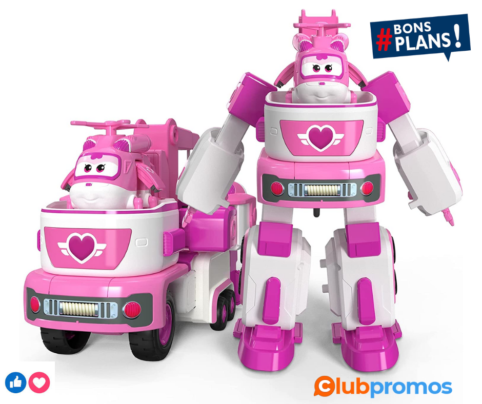 Super Wings Dizzy's Rescue Tow Véhicule Transformable en Robot 18 cm + 1 Figurine,Jouet Enfant...png