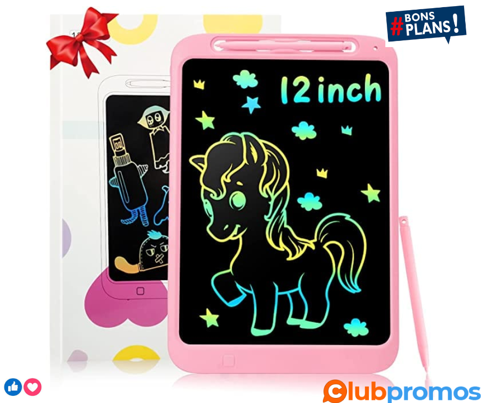 Tablette D‘écriture LCD Coloré,12 Pouces Tablette Dessin Enfants Et Adultes, Planche à Dessin ...png