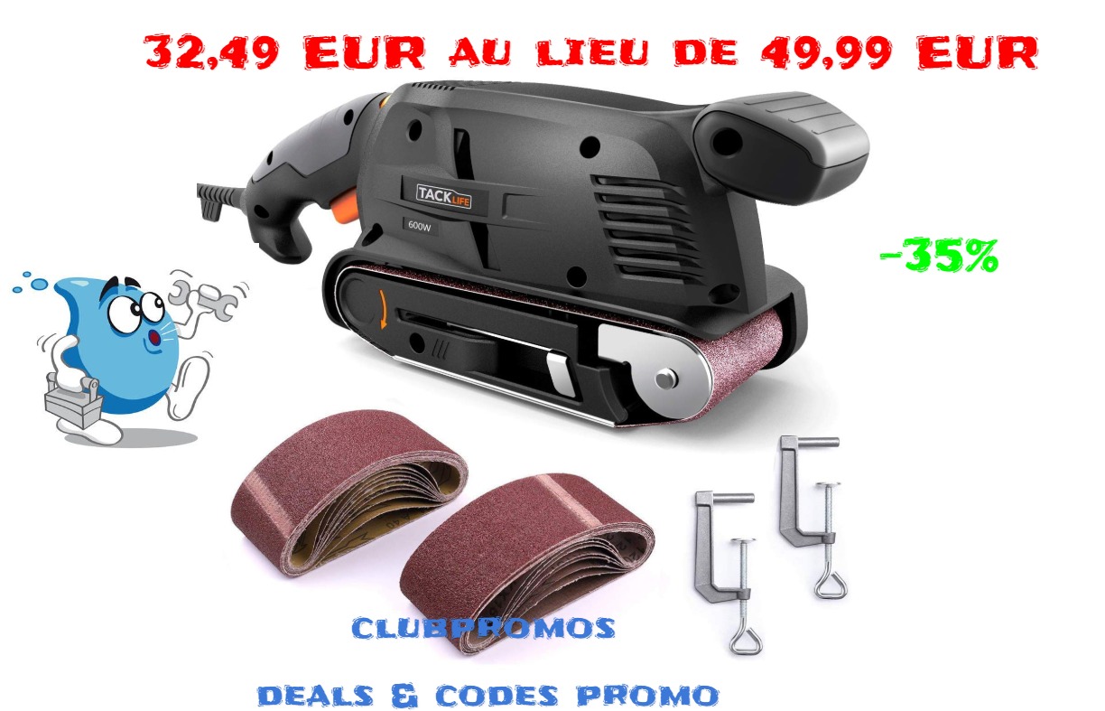 TACKLIFE Ponceuse à Bande, 13 Bandes de Ponçage, Ponceuse_deal_amz_clubpromos.jpg