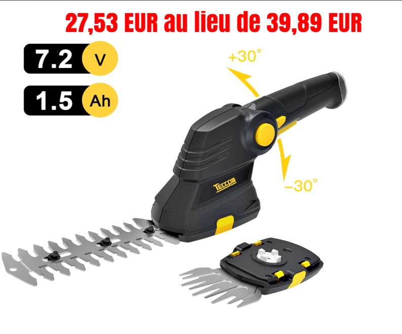 TECCPO Cisailles à Gazon  Taille-Haies Compacte deal amazon france.jpg