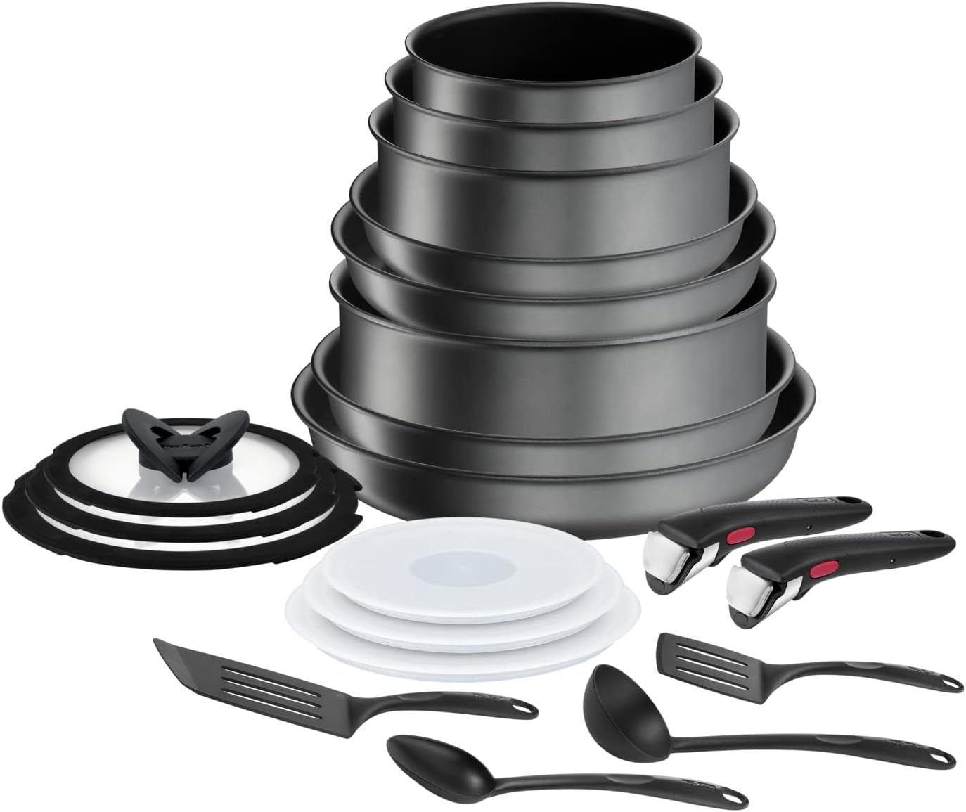 Batterie de cuisine Tefal Ingenio Daily Chef On 20 pièces en promotion Black Friday sur Amazon, compatible induction, poignée amovible, revêtement Titanium 2X antiadhésif, fabrication française.