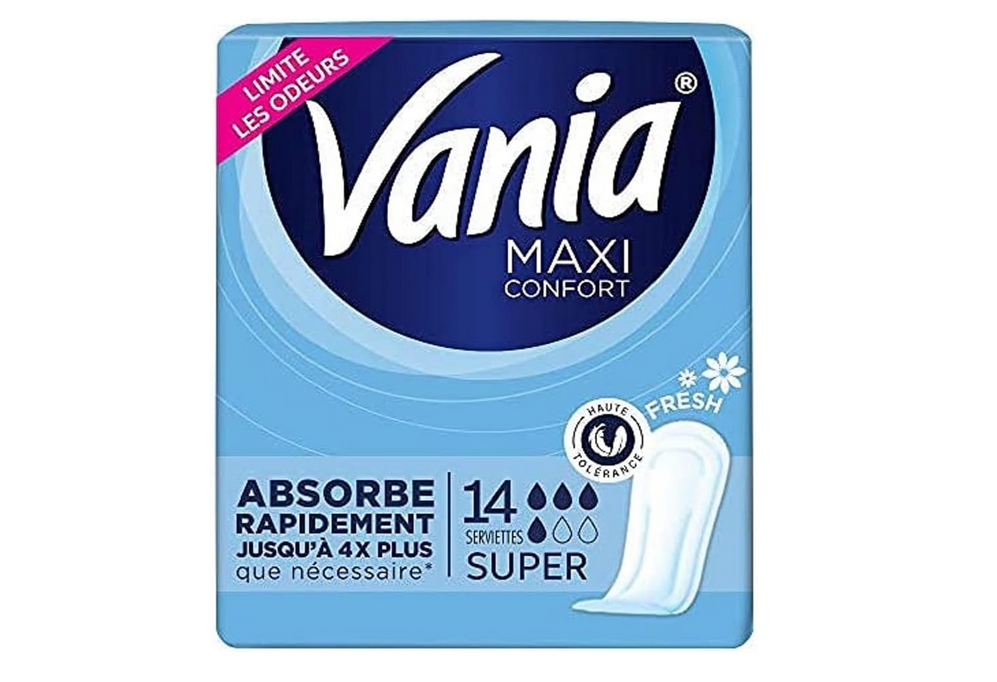 Vania - Serviettes Hygiéniques, Maxi Confort, Super, 14 Serviettes Femme.png
