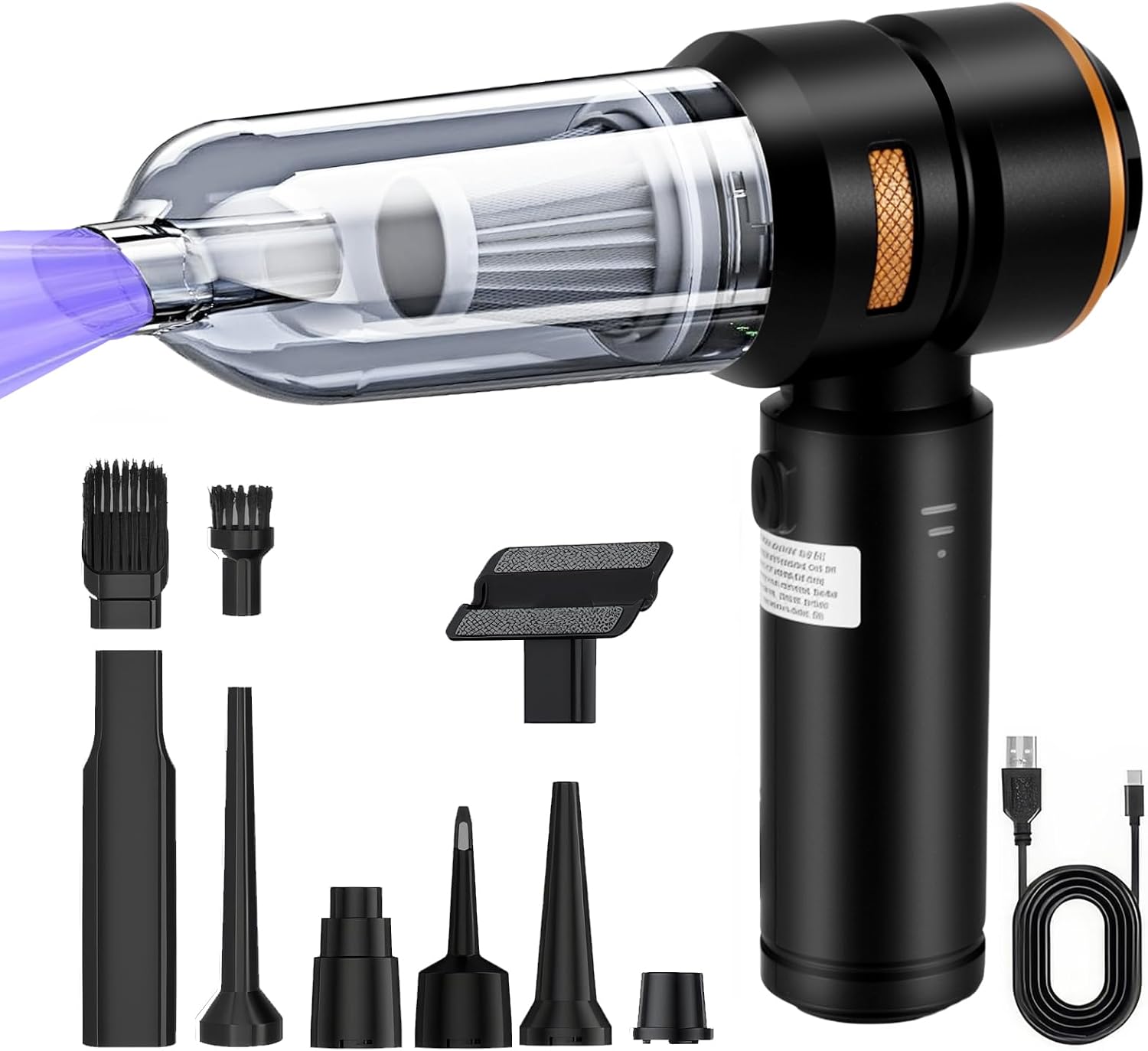 Aspirateur à main sans fil Viitech 3 en 1 noir 16 000 Pa avec 3 vitesses et charge USB-C, bon plan Amazon à 17,99€.