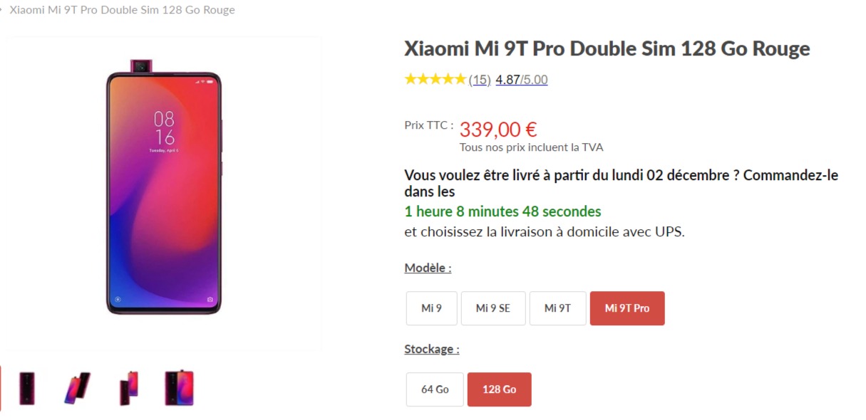 Xiaomi Mi 9T Pro 128 Go Rouge double SIM neuf  pas cher et débloqué.jpg