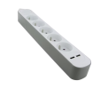 Bloc Multiprise Chacon - 5 Prises avec Interrupteur + 2X USB, Bloc 5 Prises avec USB Blanc Gri...png