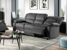 Canapé de relaxation 3 places Loungitude simili gris avec repose pieds relevables et commande ...jpg