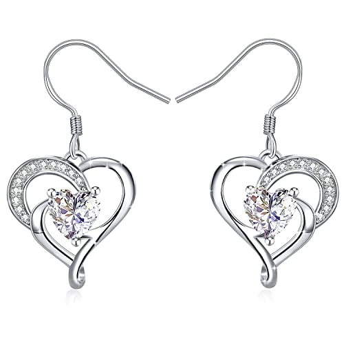 Boucles d'oreilles, J.Rosée Argent 925, 3A zircon Cadeau Parfait avec Paquet Exquis"L'Ange gardien"" Cadeau Saint Valentin"