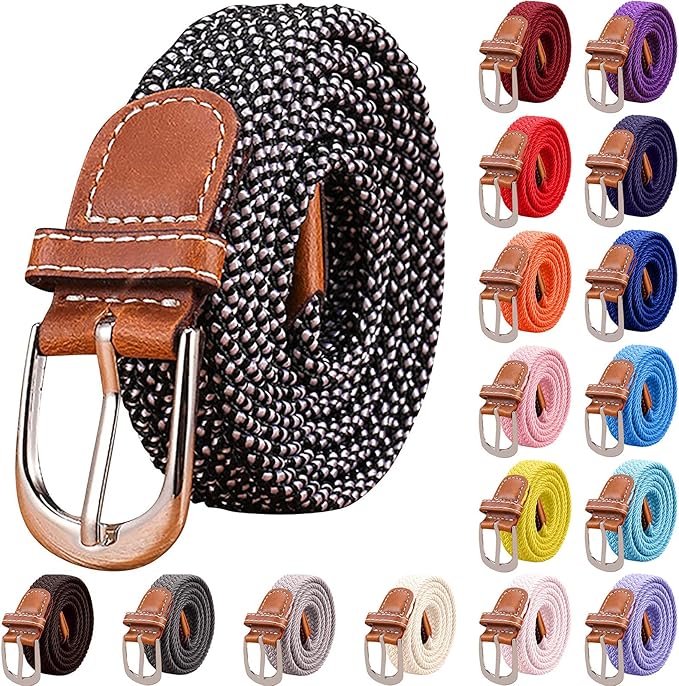 Unisexe Ceinture Élastique Extensible Tressée Stretch Belt Tissée Élastique Pour les Hommes et les Femmes Plusieurs Couleurs, Vintage Tissu Élastique Tissé Tressé Ceinture pour Sports,Voyages 103cm