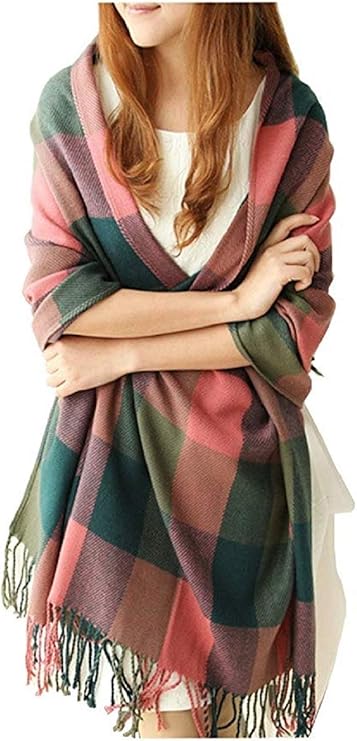 heekpek Grande Taille Femme Homme Echarpe Hiver Chaud en Cachemire Imitation Carreaux Doux écharpe épais Pull Châle Mode écharpe Fraîche Cadeau Unisexe Cadeau Noël