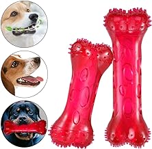 Furpaw Jouet Chien, Chew Toy Squeaker OS Nettoyage Interactif, Training Dents Mâcher pour Welpen Chaton (2PCS,Rouge)