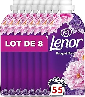 Adoucissant Lenor 440 (55 x 8) lavages, Bouquet floral, 24H De Fraîcheur Relaxante, Avec Une Touche D’Huiles Essentielles