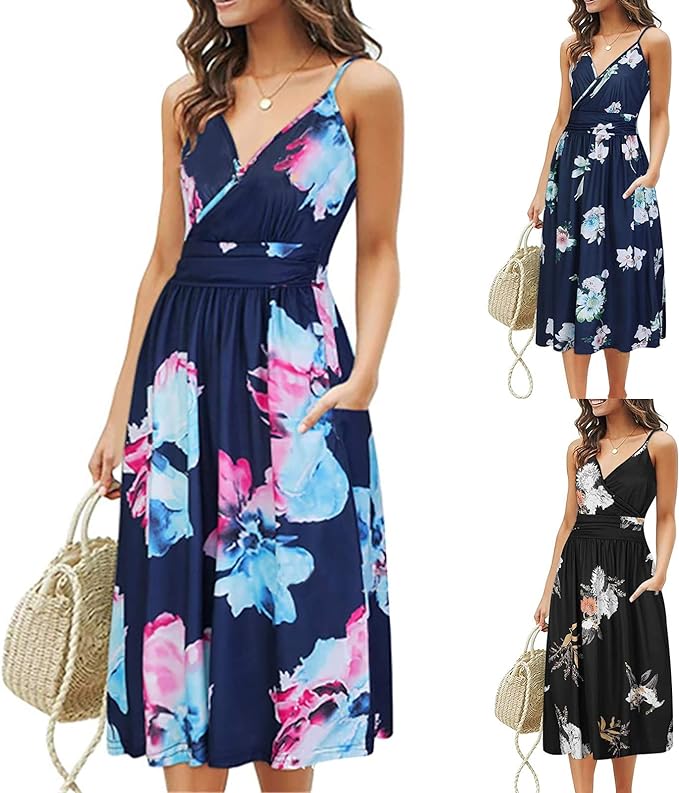 WYBD 2021 Nouveau Mode Robe Fleurie Detente Été Femme, Robes Soirée Grande Taille Jupe Longue Taille Haute Dress Robe Plage Casual Robe Ceremonie Fille Chic Robe Bustier Imprimé Robe Tendance Élégante