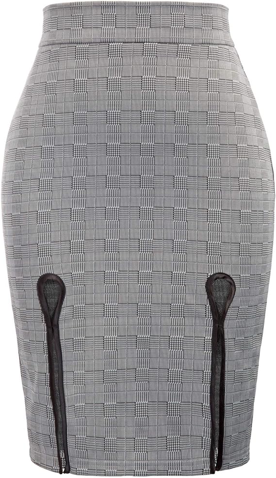 GRACE KARIN Femme Jupe Aux Carreaux Moulante Taille Élastique S DECL0008-1
