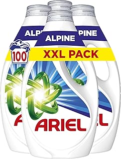 Ariel Lessive Liquide, 100 Lavages, Alpine, Action détachante en 1 seul lavage, fabriqué en France