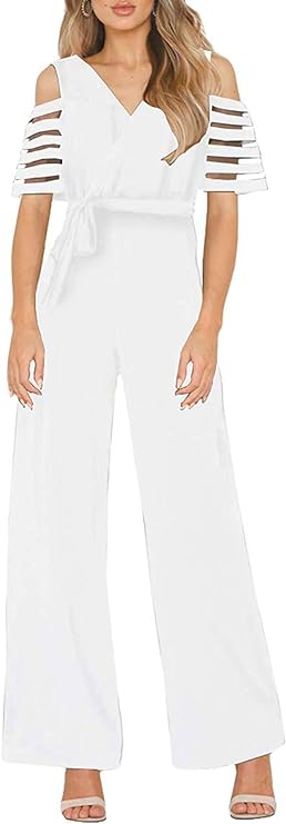 Misschicy Combinaison sexy pour femme avec épaules dénudées en dentelle Taille haute