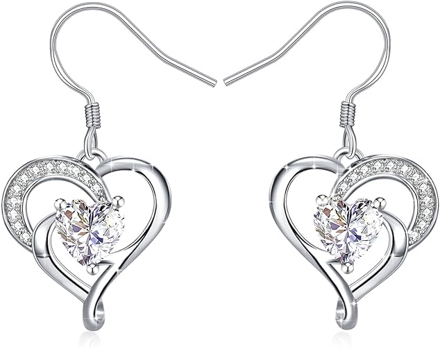 Boucles d'oreilles, J.Rosée Argent 925, 3A zircon Cadeau Parfait avec Paquet ExquisL'Ange gardien Cadeau Saint Valentin