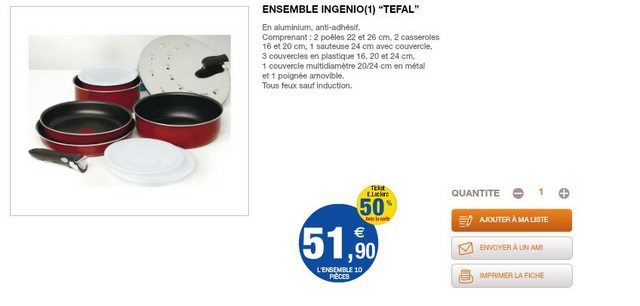 Leclerc Nord Est Ensemble Ingenio Tefal 10 Pièces 2595