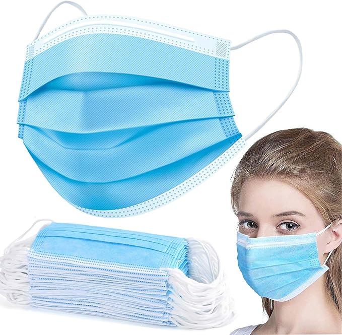 Moon-Valley 50 Masques Jetables 3 Plis Masques faciaux Masque Facial Contre la poussière et Les gouttelettes dans l'air