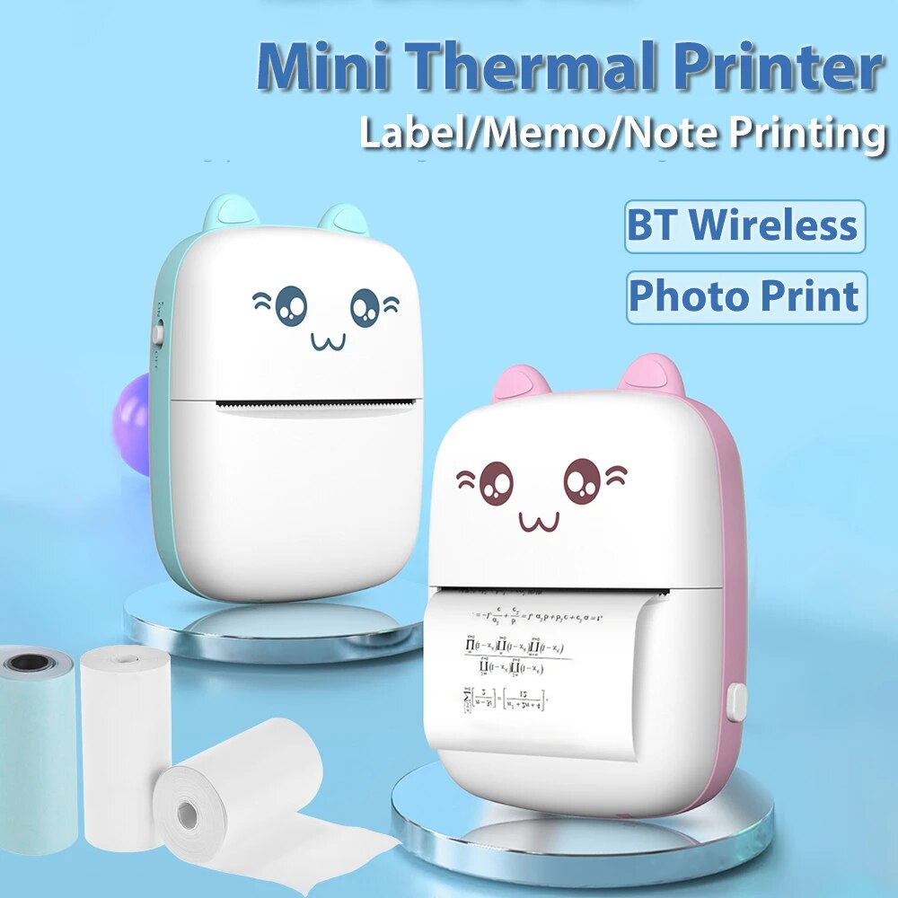 Mini imprimante thermique Portable sans fil BT 203dpi Photo étiquette mémo mauvaise Question impression avec câble USB imprimante portable