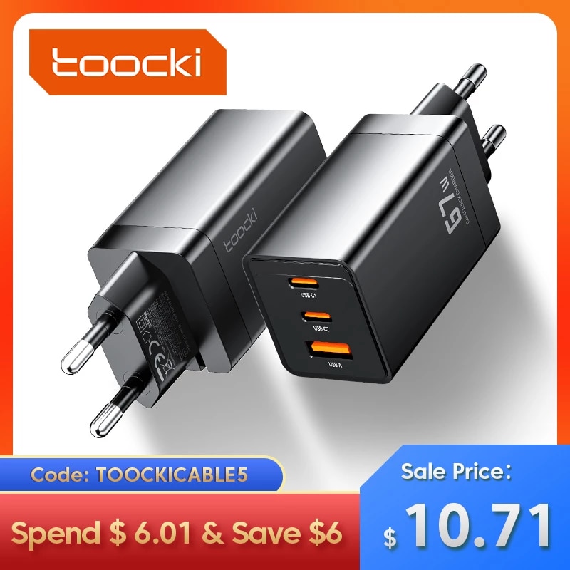 Toocki – chargeur USB type-c 67W GaN, Charge rapide 65W 4.0 3.0 QC4.0 PD 3.0 PD USB-C, pour iPhone 14 13 Pro et MacBook
