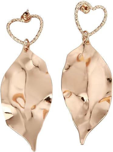 Toporchid Irregular Geometric Leaves Pendant Dangle Earrings Women Jewelry(Gold Color)