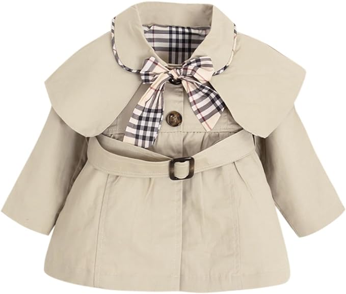 Chic-Chic Blouson Coupe-Vent Veste Blazar Fille Manche Longue - Manteau Automne d'hiver pour Enfant Carreau Cape