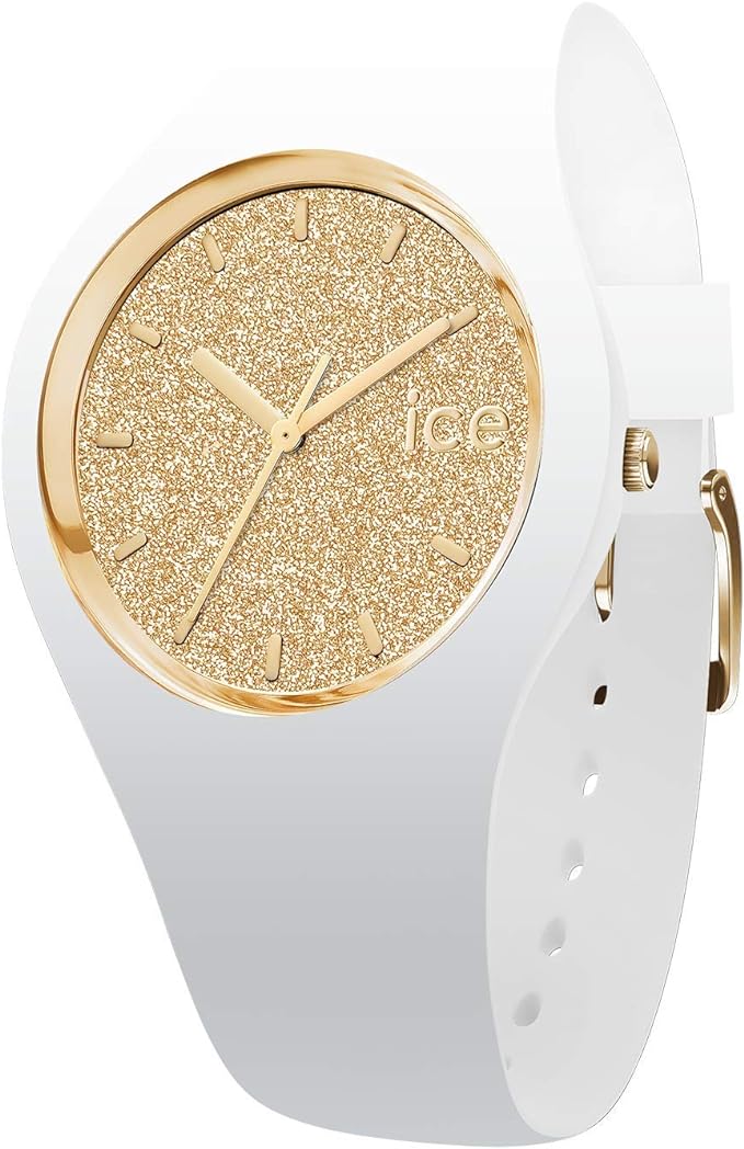 Ice-Watch - Ice Glitter White Gold - Montre Blanche pour Femme avec Bracelet en Silicone