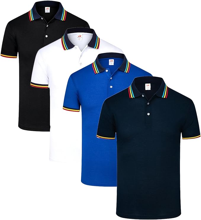 LEOCLOTHO Polo T-Shirt Homme Mode Col Rayé Manches Courtes Casual Sport Travail Tops (Lot de 3/4)