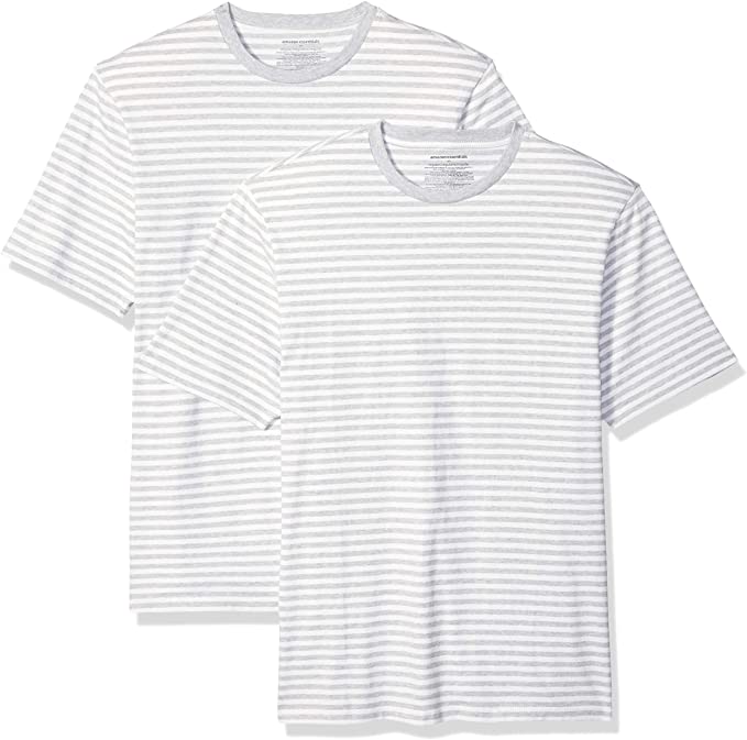 Amazon Essentials Loose-fit Short-Sleeve Stripe Crewneck T-Shirts Homme - lot de 2