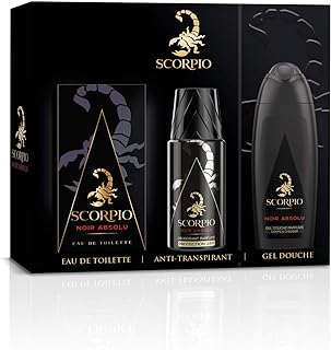 SCORPIO Coffret 3 produits Noir Absolu - Eau de toilette flacon 75ml, Gel Douche 250ml et Déodorant atomiseur 150ml