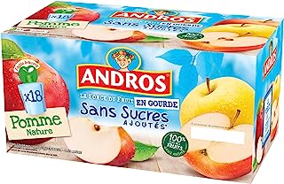 ANDROS Compotes de Pommes en gourdes Sans sucres ajoutés 18x90g