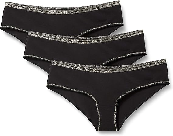 Marque Amazon - Iris & Lilly Culotte Hipster Echancr&eacute;e en Coton Femme, Lot de 3