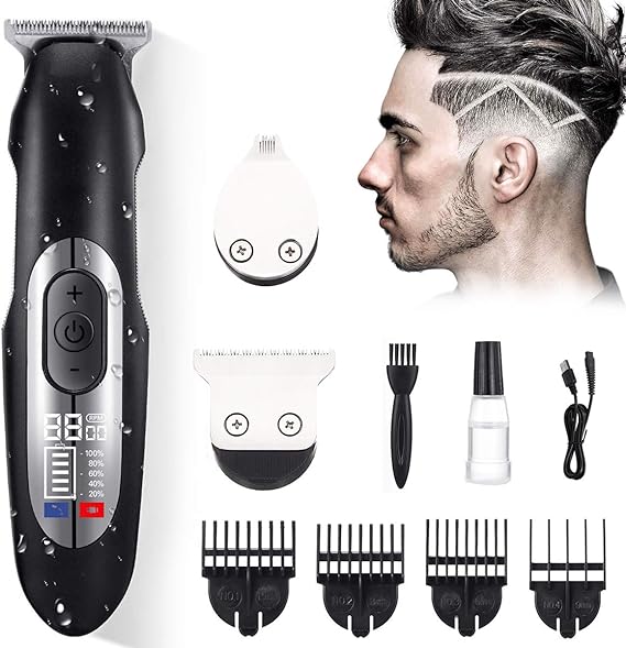 Tondeuse Cheveux Professionnelle Fovel Tondeuse Barbe Homme Electrique avec Ecran LCD Sans Fil Rechargeable avec 4 Sabots pour Adultes Personnes Âgées Salon Professionnel